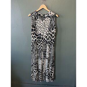American Angel Womens Black Animal Pring Sleeveless Slip Long Dress Size Large Y